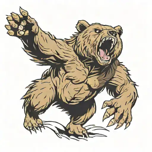 bear screaming furiously tattoo design idea