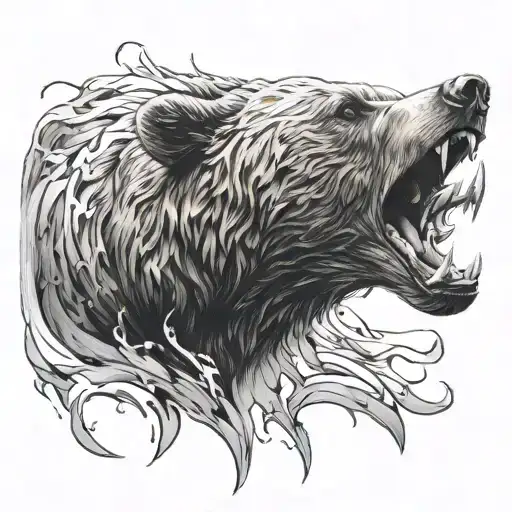 bear screaming furiously tattoo design idea