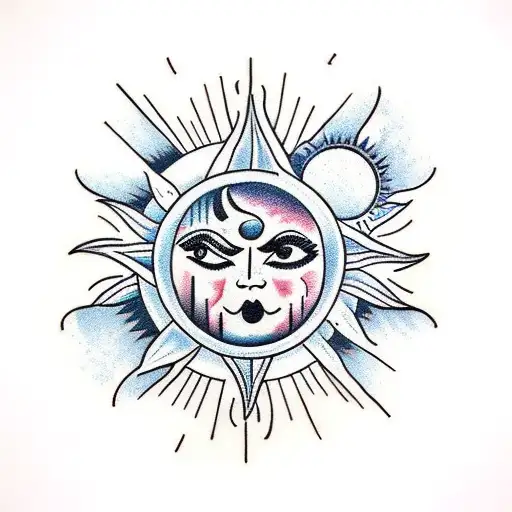 Sun and Moon tattoo design idea