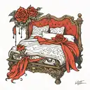 bed made of velvet tattoo design idea