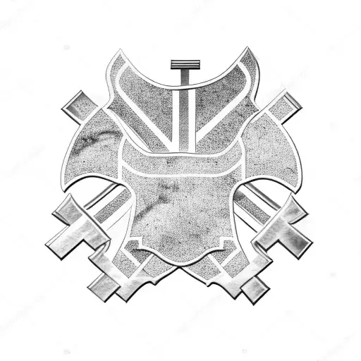 USA flag with crucifix wooden cross in middle tattoo design idea