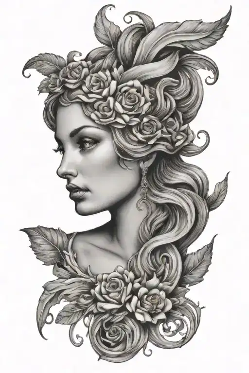 Aphrodite realism female face tattoo design idea