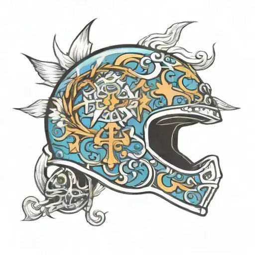 cross motorcyle helmets tattoo design idea