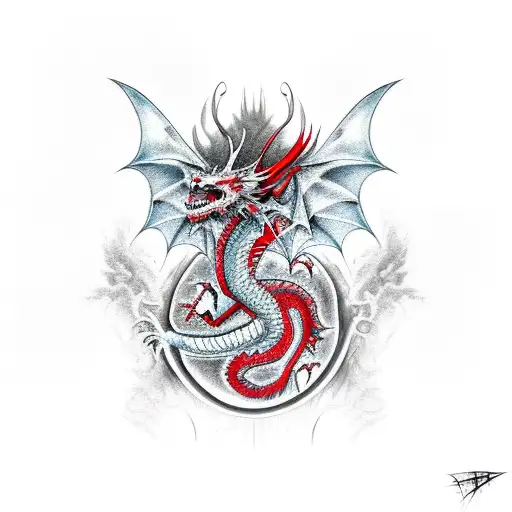Dragon decaying alive, incorporate red tattoo design idea