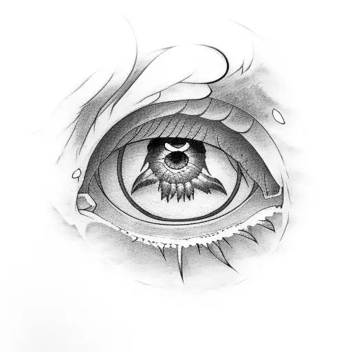 itachi eye with raven tattoo design idea