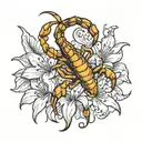 scorpion holding stargazer lilys tattoo design idea