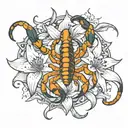 scorpion holding stargazer lilys tattoo design idea