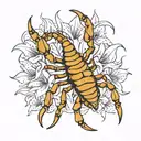 scorpion holding stargazer lilys tattoo design idea