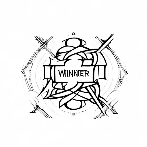 The word SINNER arranged as Christian Cross  tattoo design idea