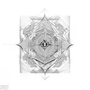 A sinner cross made up of intricate geometric shapes and patterns tattoo design idea