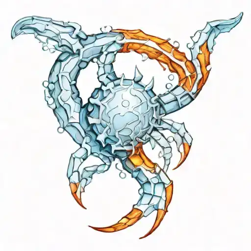 cancer zodiac sign made of ice and fire  tattoo design idea
