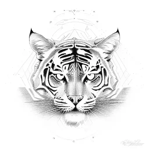 totem of a raccion, tigre anda cat. tattoo design idea