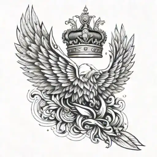 wings crown  tattoo design idea
