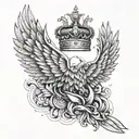 wings crown  tattoo design idea