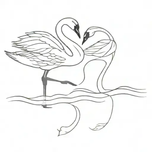Mirrored black  swans facin each other tattoo design idea