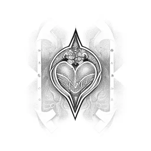 tribal heart with two letter K and infinity sign in it tattoo design idea