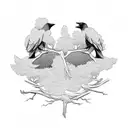 2 crows sitting on a dead tree  tattoo design idea