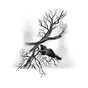 2 crows sitting on a dead tree  tattoo design idea