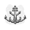 An anchor adorned with skiis and snowflakes tattoo design idea