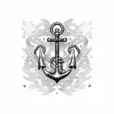An anchor adorned with skiis and snowflakes tattoo design idea