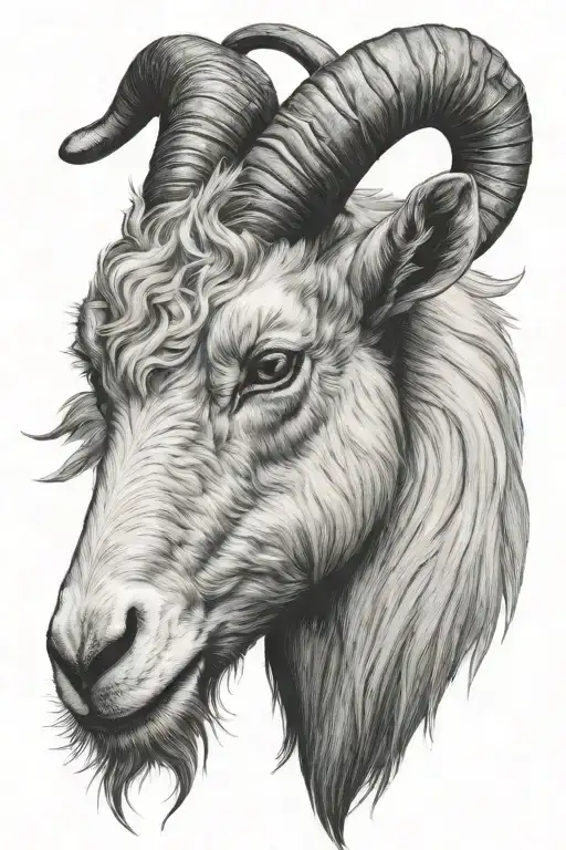 Capricorn goat head tattoo design idea