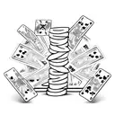 Stack of cash with playing cards tattoo design idea