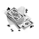 Stack of cash with playing cards tattoo design idea