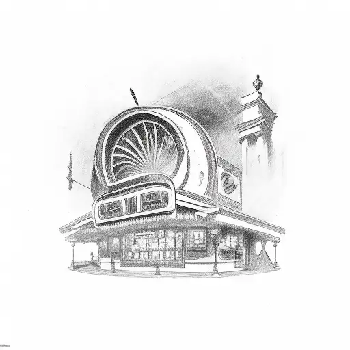 old style cinema booth and a ticket  tattoo design idea