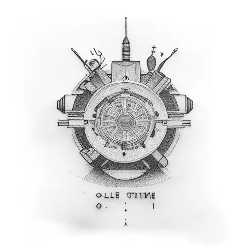 old style cinema booth and a ticket  tattoo design idea