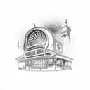 old style cinema booth and a ticket  tattoo design idea