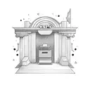 old style cinema booth and a ticket  tattoo design idea