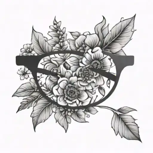 eyeglasses with flowers ontop  tattoo design idea
