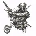 Constant struggle with myself in a bloody war tattoo design idea