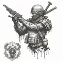 Constant struggle with myself in a bloody war tattoo design idea