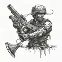 Constant struggle with myself in a bloody war tattoo design idea