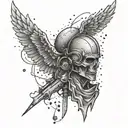 Constant struggle with myself in a bloody war tattoo design idea