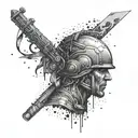 Constant struggle with myself in a bloody war tattoo design idea