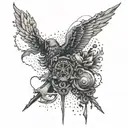 Constant struggle with myself in a bloody war tattoo design idea