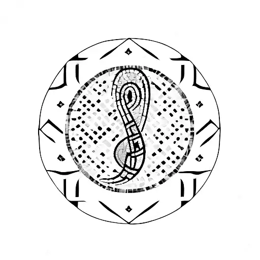mosaic Barcelona Panot pattern with a music note design inside tattoo design idea