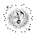 mosaic Barcelona Panot pattern with a music note design inside tattoo design idea