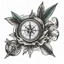 arrow pointing down with compass points tattoo design idea