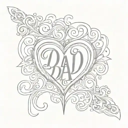 Loveheart with word 'dad' written inside representing the client's love tattoo design idea