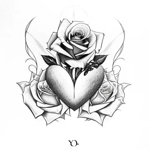 HEART WITH 1952 AND 2023 ON sidewith roses inside the heart with the name yoly somewhere tattoo design idea
