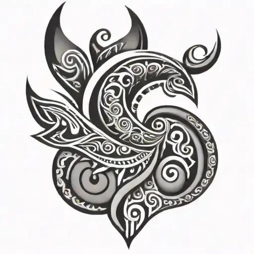 Maori tribal horizontal tattoo design idea