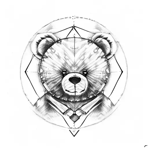 teddy bear with a necklace tattoo design idea