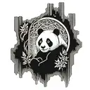a cathedral window with intricate designs featuring pandas  tattoo design idea