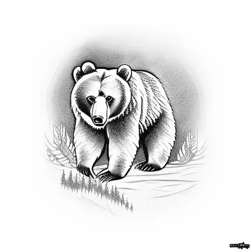 Bear with cub tattoo design idea