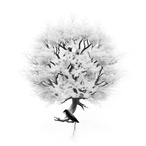 A tree of life with branches representing different animals and their interconnectedness tattoo design idea