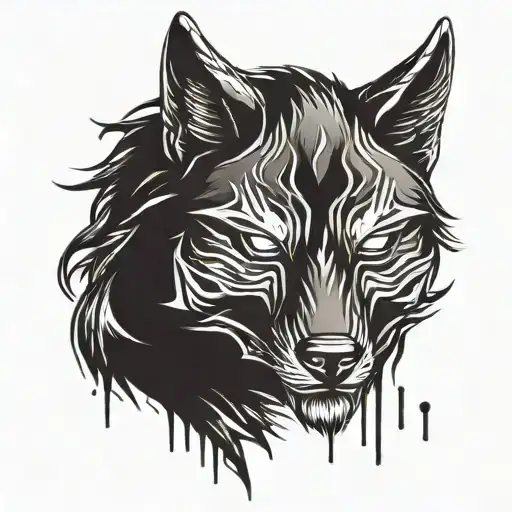 anonymous mask, wolf, cyberpunk, defcon logo, hacker tattoo design idea