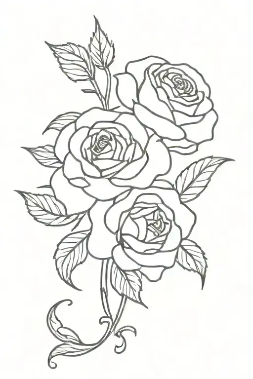 Rose, marigold, Larkspur flower intertwined tattoo design idea